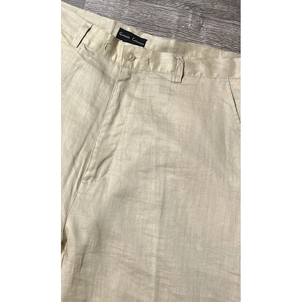 Godbody Collection Men's 100% Linen Straight Leg Pants in Beige Size 36x29